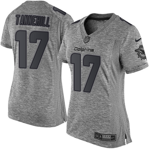 Women's Elite Ryan Tannehill Nike Jersey Gray - #17 Gridiron NFL Miami Dolphins